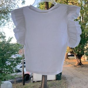 NWOT Zara ruffle sleeve crop top- white